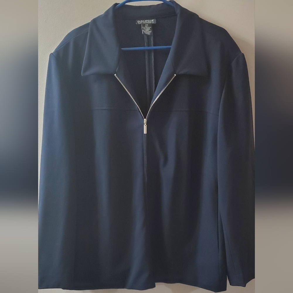 Dialogue Navy Suit Jacket. Full Zip. Sz 22W